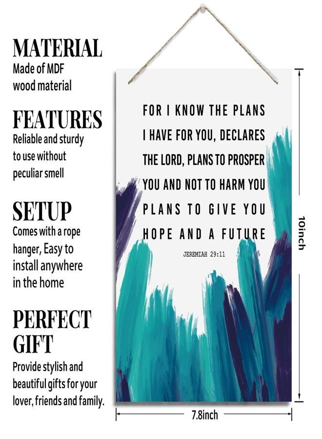 BQL Inspirational Wall Decor, Decorative Hanging Wood Signs, Home Office Wall Decor, Christian Decor, Scripture Decor Art, Jeremiah 29:11 Wall Sign- I Know The Plans I Have for You Hope and Future - Image 2